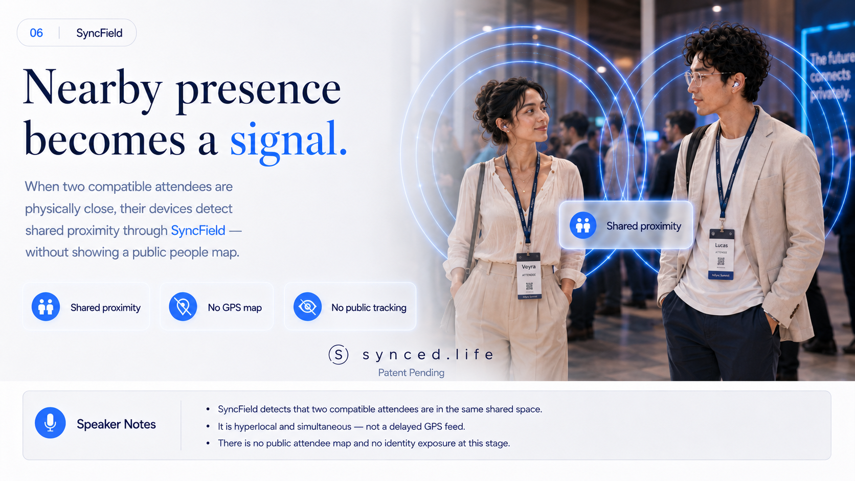 SyncField conference proximity concept